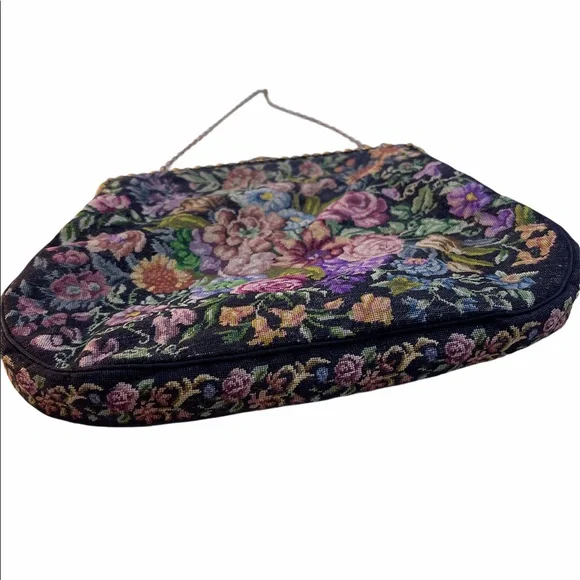 Victorian Handmade petite point Purse flowers Antique needlepoint - Picture 8 of 9